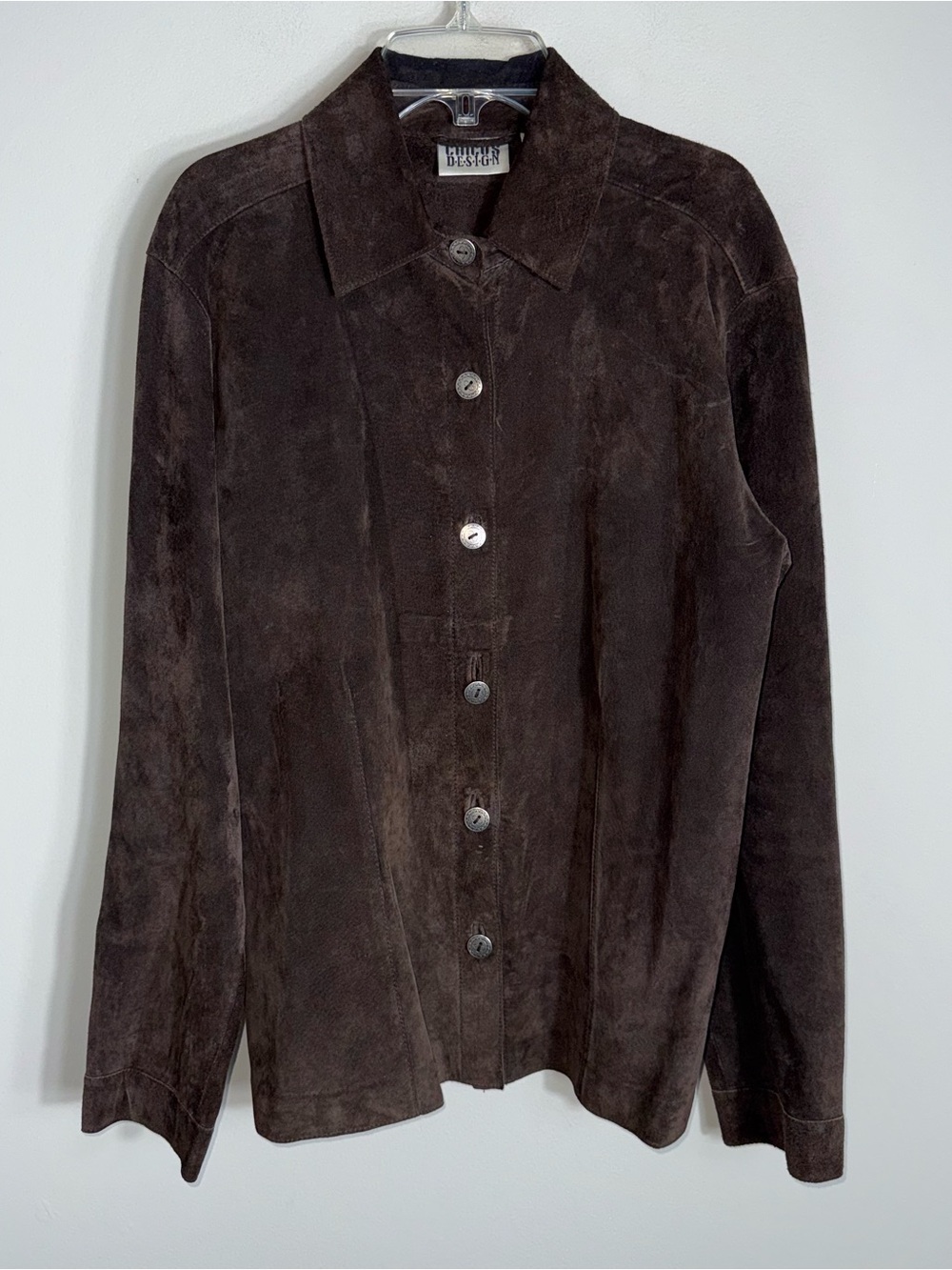 Chico's Vintage Brown Suede Leather Shirt Jacket Shacket-Long Sleeves-SZ 1 (MED)
